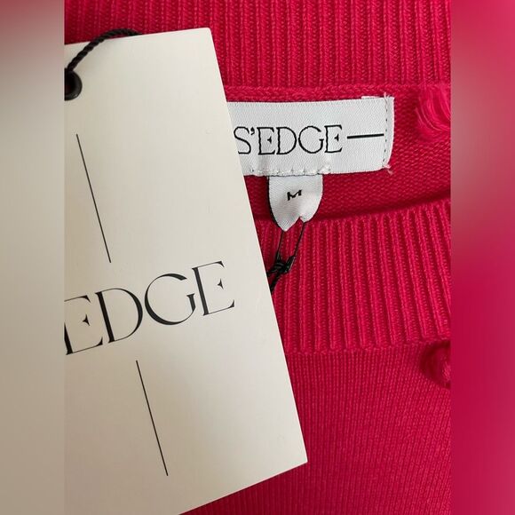 NWT S’EDGE Mable Boutique Lipstick Pink long sleeve pullover Sweater in Medium - Picture 2 of 6
